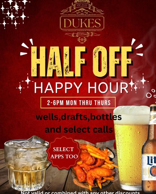 Half Off Happy Hour promo